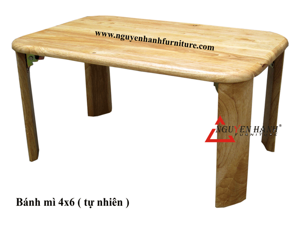 Name product: 4 x 6 Bread shape Tea table (Natural) - Dimensions: 40 x 60 x 30 (H) - Description: Wood natural rubber