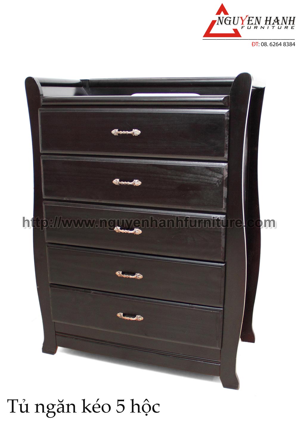 Name product: 5-drawer Cabinet- Dimensions: 44 x 90 x 123cm - Description: Rubber wood, MDF