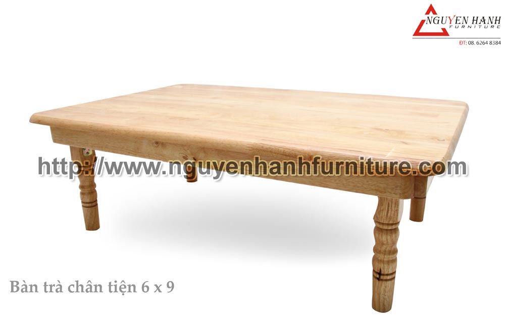 Name product: 6 x 9 Tea Table with turnery legs (Natural) - Dimensions: 60 x 90c x 30 (H) - Description: Wood natural rubber