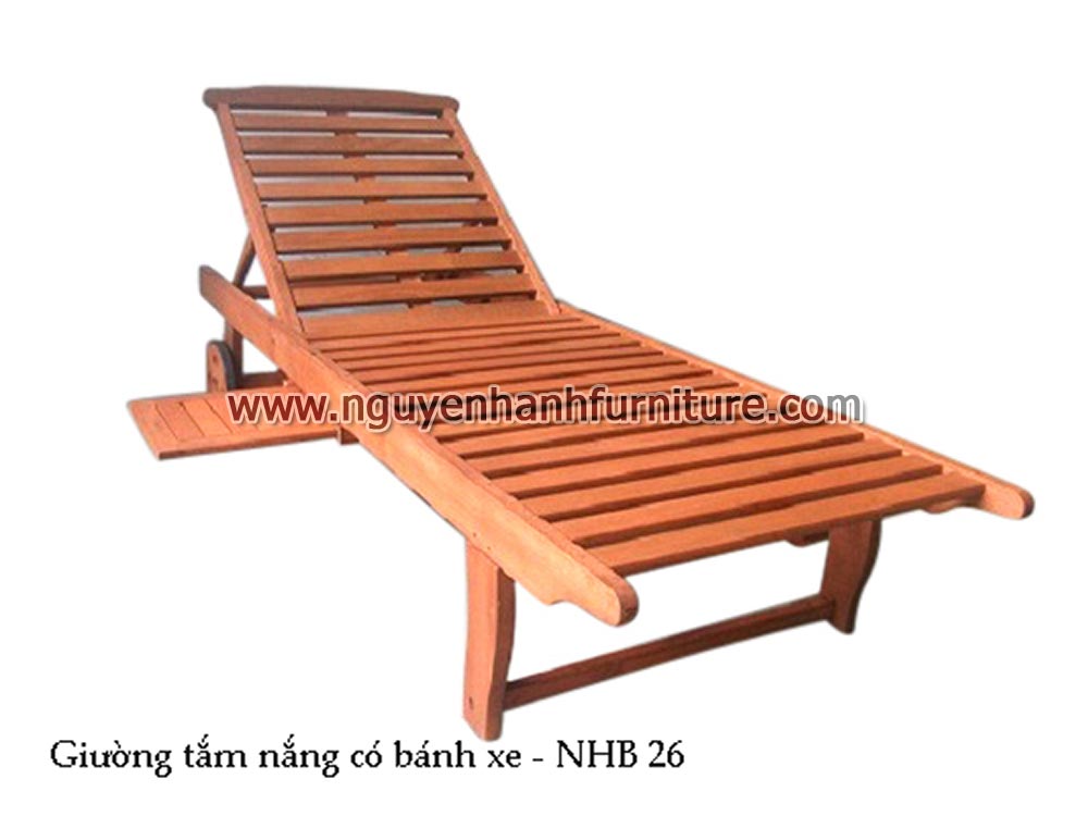 Name product: Sunbath chair with wheels - NHB 26 - Dimensions:  - Description: Encalyptus wood