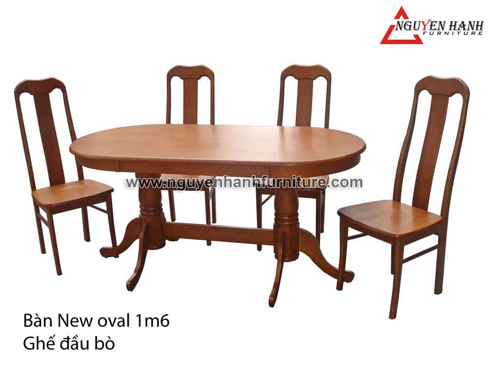 Name product: 1m6 New Oval table, wooden chair with back of blade - Dimensions: 80 x 160cm - Description: Wood natural rubber
