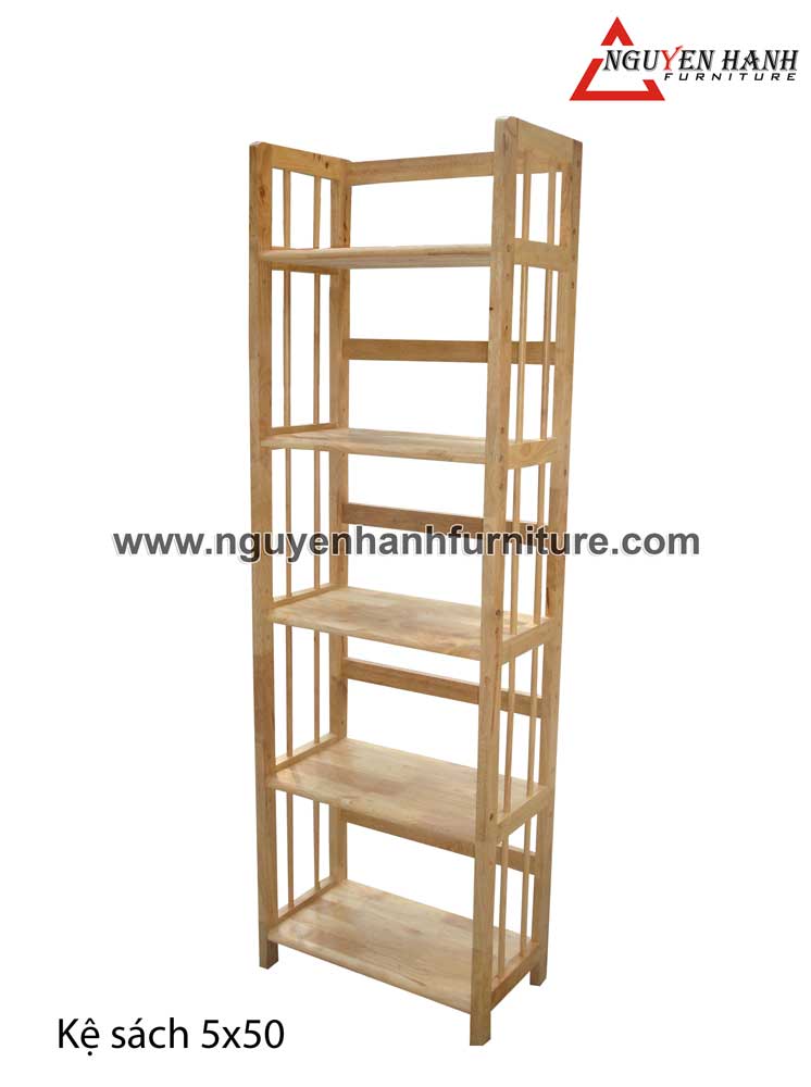 Name product: 5 storey Adjustable Bookshelf 50 (Natural) - Dimensions: 50 x 28 x 157 (H) - Description: Wood natural rubber