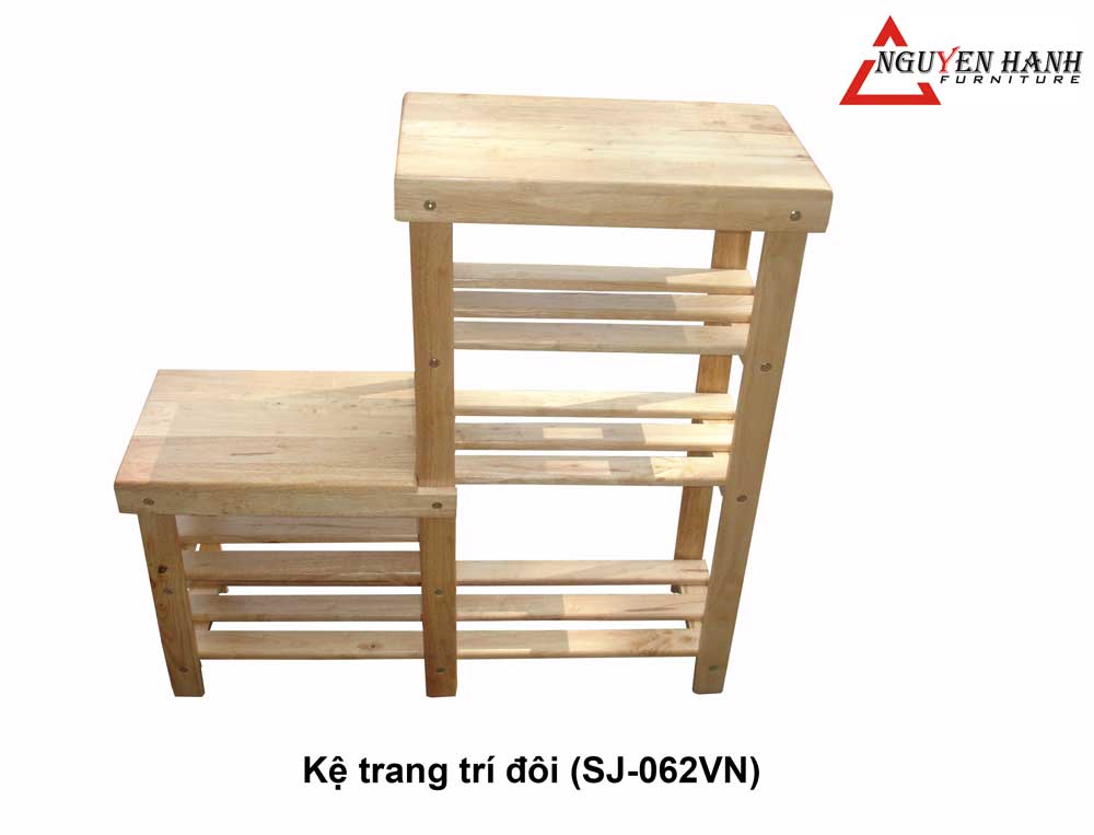 Name product: Two floor shelf - Dimensions: 90x90x27 cm- Description: Wood natural rubber